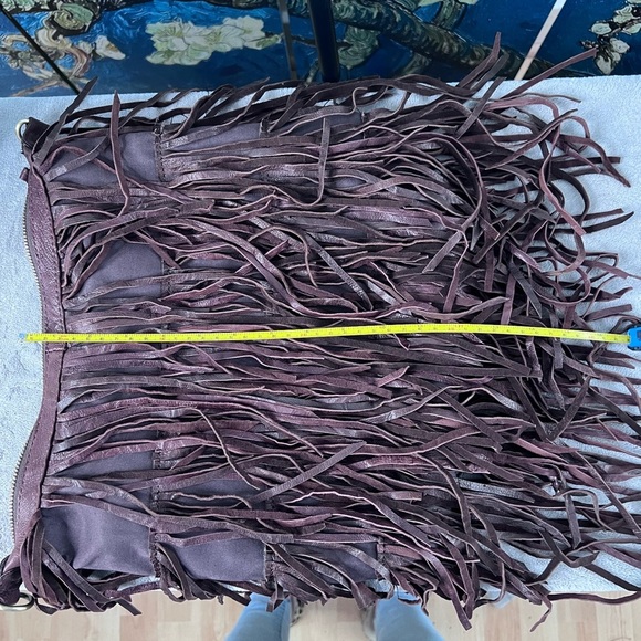 Brown leather, fringed, cross body purse. - Picture 7 of 14